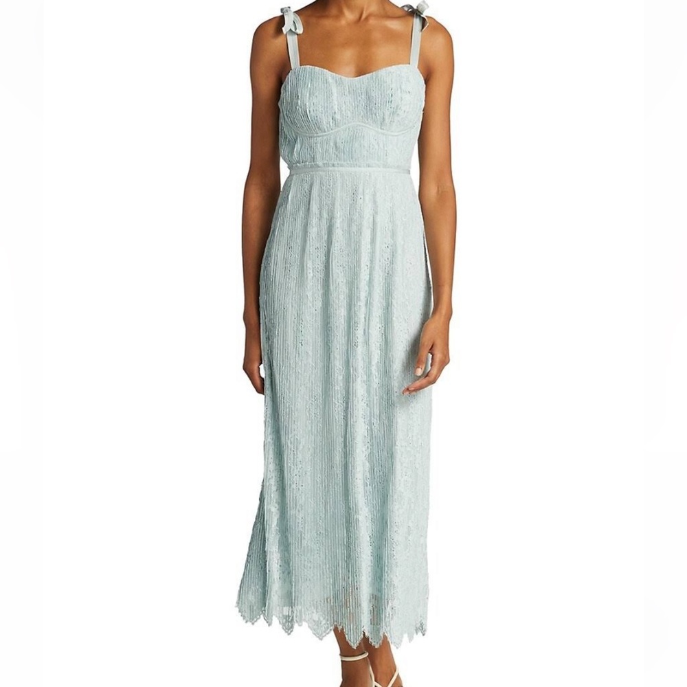 BNWT Jonathan Simkhai Bonnie Lace Plisse Strapless Bustier Midi Dress